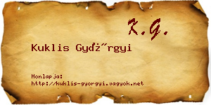Kuklis Györgyi névjegykártya